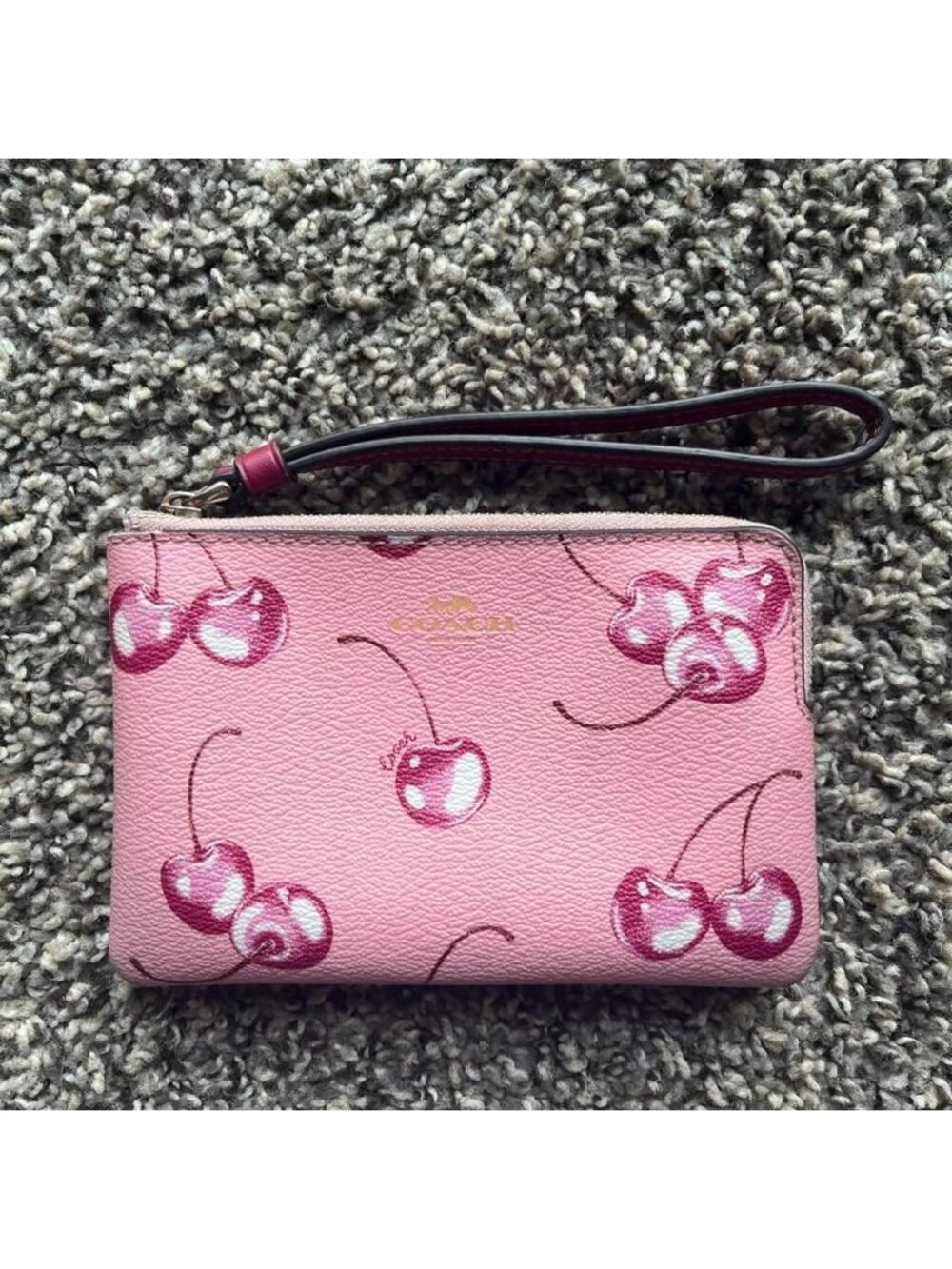 Coach Pink Cherry Print Wristlet Wallet Coquette Dainty Feminine Flirty Girlhood